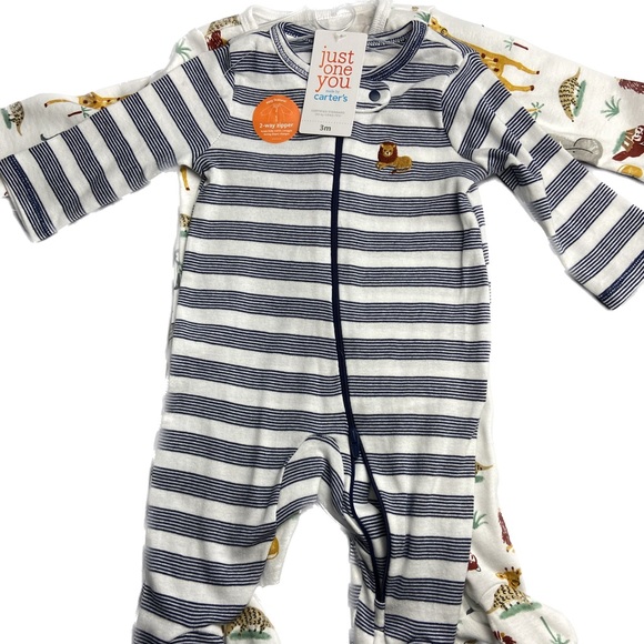 NWT 2 piece African footsie onesie pajamas with helpful 2 way zipper 100% cotton - Picture 10 of 15